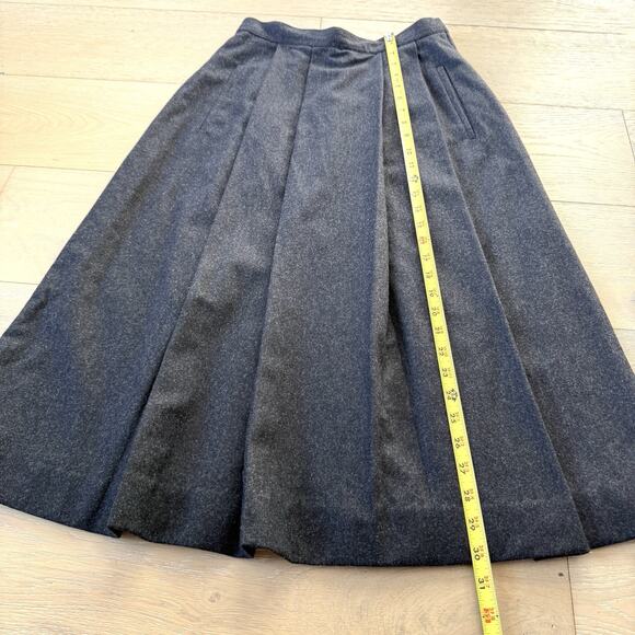 Vtg Calvin Klein Gray 100% Wool Pleated Midi Skirt Made USA Waist Approx 26" - Picture 4 of 6